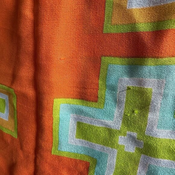 Vintage Robert Lee Morris Geometric 100% Silk Scarf Women One Size Orange Green - Picture 3 of 5